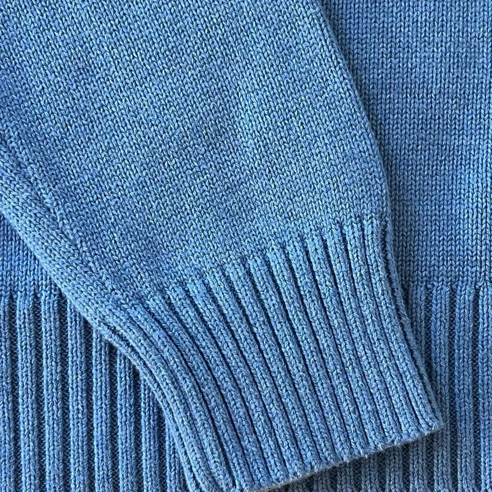 J.Crew Heritage 100% Cotton Crewneck Sweater Heavyweight Ribbed Pullover Blue M